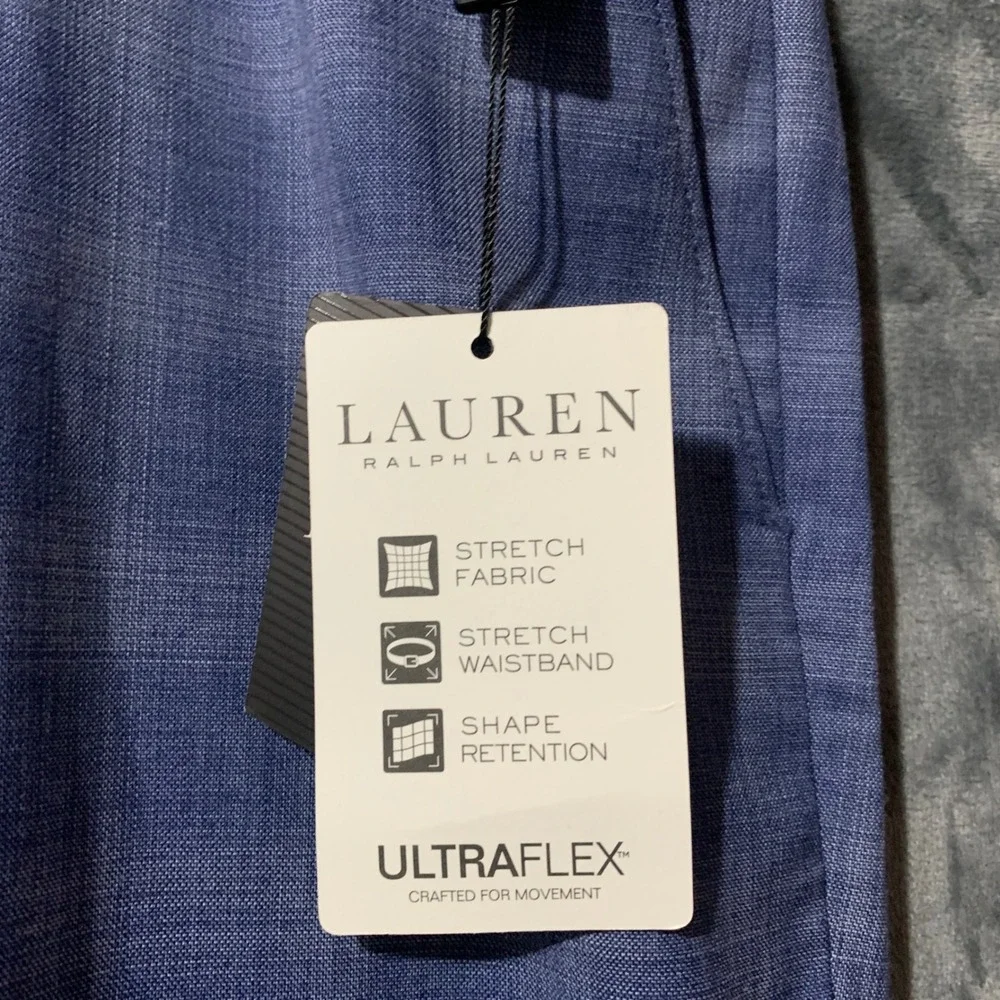 Lauren Ralph Lauren Mens Ultraflex Blue Plaid Suit Trousers Edgewood 42W x 32L